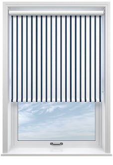 Salcombe Stripe (Blackout), Navy - Motorised Roller Blind